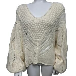 Free People Snowball Cropped Sweater Ivory
